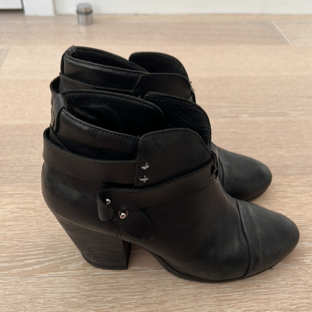 rag & bone: Harrow Leather Ankle Boots - Black